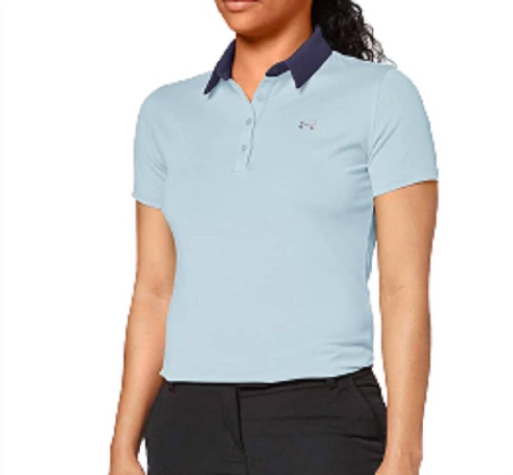 NEW UNDER ARMOUR zinger short sleeve golf polo in blue frost/blue ink